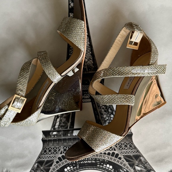 Jimmy Choo Glittering Gold Wedges